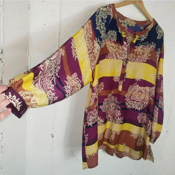 Democracy 1X Tunic Top Boho Hippie Multicolored Southwestern Festive NEW - Picture 3 of 7